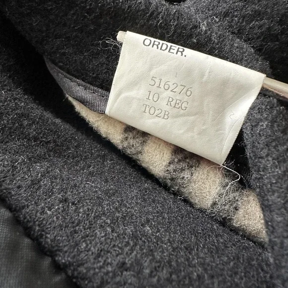 Vintage Burberry London Duffle Coat UK 10 Black Wool Hooded Toggle Nova Check 99 - Picture 14 of 16